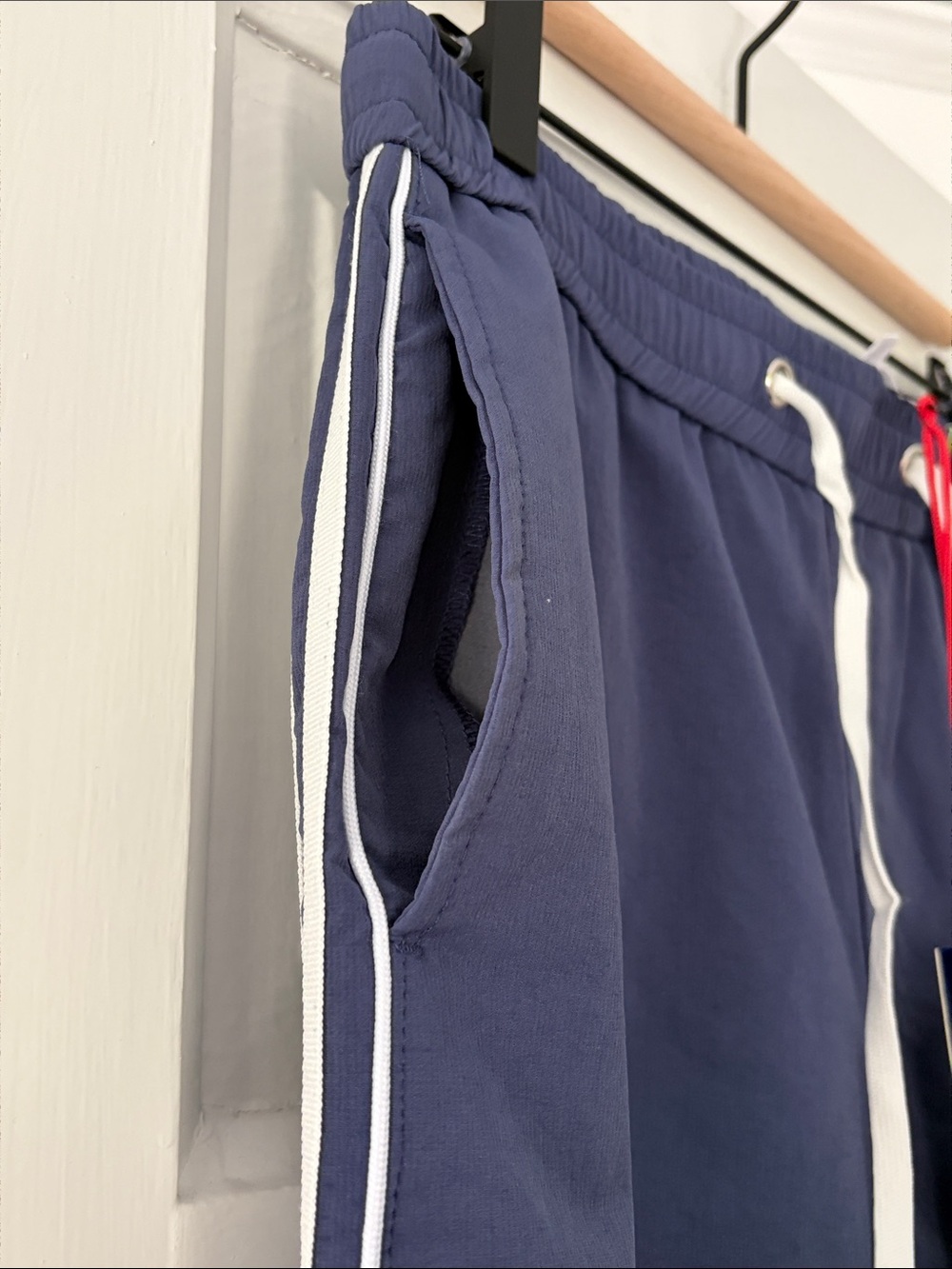Women’s Navy Blue Track Pants with White Stripe - Picture 3 of 4